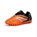 Rockomi Boys Soft Trainers School Nonslip Mesh Soccer Cleats Gym Breathable Lace Up Track Spikes Orange Broken Nail 4.5Y