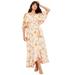 Plus Size Women's Cold-Shoulder Faux-Wrap Maxi Dress by June+Vie in Blush Garden Print (Size 30/32)