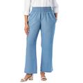 Plus Size Women's Chambray Wide Leg Pant by Jessica London in Light Wash (Size 20 W)