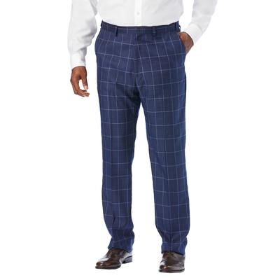 Men's Big & Tall Easy Movement Plain-Front Expandable Dress Pants by KS Signature in Navy Check (Size 62 40)