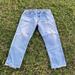 Levi's Jeans | 90s Y2k Levis Denim 501 Blue Jean Denim Distressed Heel 44x34 Button Fly Vintage | Color: Blue | Size: 44