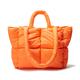 Large Puffer Tote Bag, Trendy Luxury Chic Quilted Cotton Padded Designer Handbags for Women, Winter Soft Puffer Shoulder Bag…, Orange