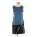 Banana Republic Factory Store Casual Dress - Mini Crew Neck Sleeveless: Blue Print Dresses - Women's Size 2