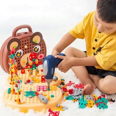 Boîte à outils de réparation pour enfants jouet de puzzle mosaïque créatif avec perceuse