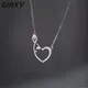 CIAXY – colliers ajourés en Zircon pour femmes couleur argent cœur amour infini chaîne