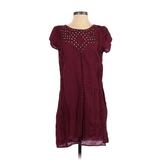 Old Navy Casual Dress - Shift Crew Neck Short sleeves: Burgundy Solid Dresses - Women's Size Small