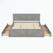 King Size Wooden Platform Bed with Four Storage Drawers