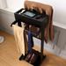 Black Portable Clothes Valet Suit Stand with Storage Organizer