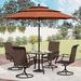 Lark Manor™ Alyah Square 5-pieces Metal Patio Dining Set w/ Umbrella Plastic/Metal in Brown | 37 W x 37 D in | Wayfair