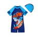 SYNPOS Kids Boys Dinosaur Shark Rashguard One-Piece Swimsuit Hat Set for 1-7T Swimwear