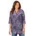 Plus Size Women's Pintuck Buttonfront Blouse by Catherines in Royal Navy Outlined Paisley (Size 5X)