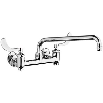 Chicago Faucets 640-L12E35-317YAB 1.5 GPM Wall-Mounted Faucet with Adjustable Centers, 12" L-Type Swing Spout, and 4" Wristblade Handles
