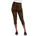 Plus Size Women's Everyday Stretch Cotton Capri Legging by Jessica London in Brown Painterly Cheetah (Size 14/16)