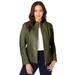 Plus Size Women's Zip Front Leather Jacket by Jessica London in Dark Olive Green (Size 12 W)