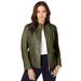 Plus Size Women's Zip Front Leather Jacket by Jessica London in Dark Olive Green (Size 24 W)