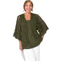 Plus Size Women's Crochet Cardigan by Jessica London in Dark Olive Green (Size 34/36) Sweater