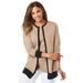 Plus Size Women's Fine Gauge Cardigan by Jessica London in New Khaki Black (Size 12) Sweater