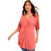 Plus Size Women's Twist-Front Tunic by June+Vie in Sunset Coral (Size 14/16)