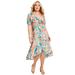 Plus Size Women's Printed Midi Dress by June+Vie in Multi Watercolor Marble (Size 30/32)