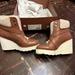 Coach Shoes | Coach Kenna British Tan Leather Shearling Wedge Booties 9.5 | Color: Brown/Tan | Size: 9.5