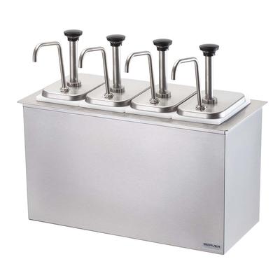 Server 83720 Drop-In Condiment Dispenser w/ (4) Jars & Pumps, (1 1/4) oz Stroke, Stainless, Silver