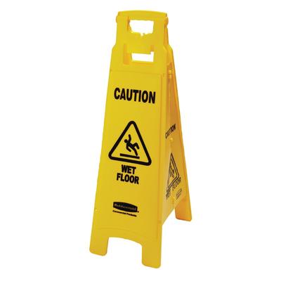 Rubbermaid FG611477YEL 4 Sided Floor Sign - "Caution Wet Floor", Yellow, 4-Sided Structure