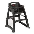 Rubbermaid FG780608BLA 29 3/4" Stackable Plastic High Chair w/ Waist Strap, Black