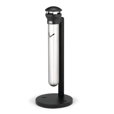 Rubbermaid FG9W3100SSBLA Pole Cigarette Receptacle w/ 1200 Butt Capacity - Domed Top, Snuff Plate, 1,200 Butt Capacity, Black