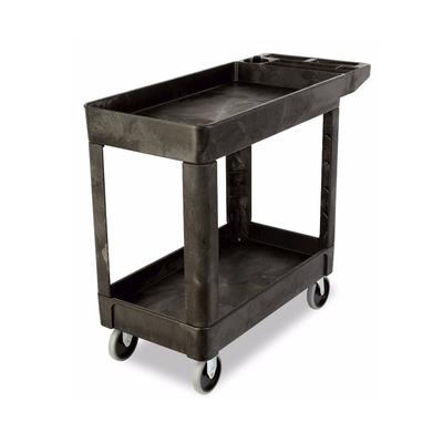 Rubbermaid FG450089BLA 2-Level Polymer Utility Cart w/ 500-lb Capacity, Raised Ledges, Black