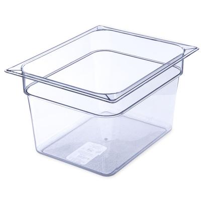 Carlisle 10223B07 8"D Half Size Food Pan - Stackable, 4" Deep, Polycarbonate, Clear