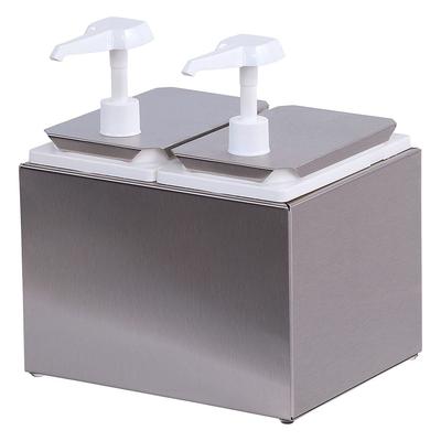 Carlisle 38502 Topping Rail Condiment Dispenser w/ 2 Pumps, 2 oz Stroke, Stainless, Silver