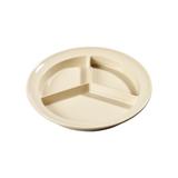 Carlisle KL20325 Kingline 8 3/4" Round Melamine Salad Plate, Tan, 3 Compartments, Beige