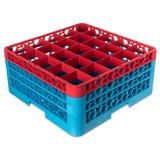 Carlisle RG25-3C410 OptiClean Glass Rack w/ (25) Compartments - (3) Extenders, Blue, 25 Compartments, 3 Extenders