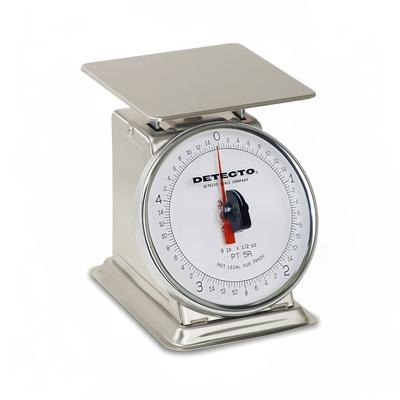 Detecto PT-5SR Petite Top Loading Rotating Dial Portion Scale w/ Stainless, 5 lb x 1/2 oz, Stainless Steel