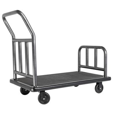 Hospitality 1 Source UCCRD-5RR Coastal Utility Cart w/ Black Rubber Mat - 43"L x 25"W x 42"H, Hammertone Steel, Silver