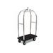 Forbes Industries 2521-DT Birdcage Luggage Cart w/ (2) Push Bars & Carpeted Deck - 43"L x 24"W x 78"H, Textured Steel, Chrome