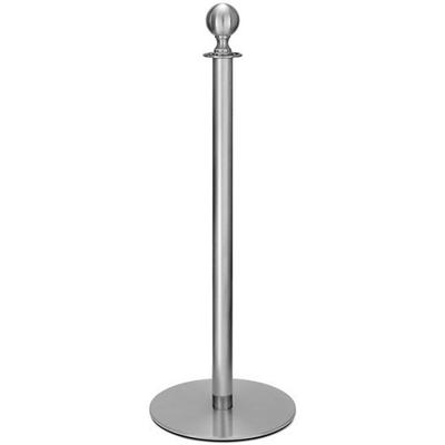 Forbes Industries 2724 37 1/2"H Crowd Control Stanchion w/ Hook Ring & Ball Finial - Brushed Stainless Steel