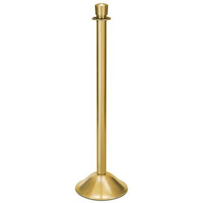 Forbes Industries 2732 39"H Crowd Control Stanchion w/ Hook Ring & Drum Top - Brushed Stainless Brass