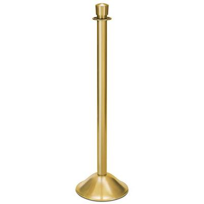 Forbes Industries 2732 39"H Crowd Control Stanchion w/ Hook Ring & Drum Top - Brushed Stainless Brass
