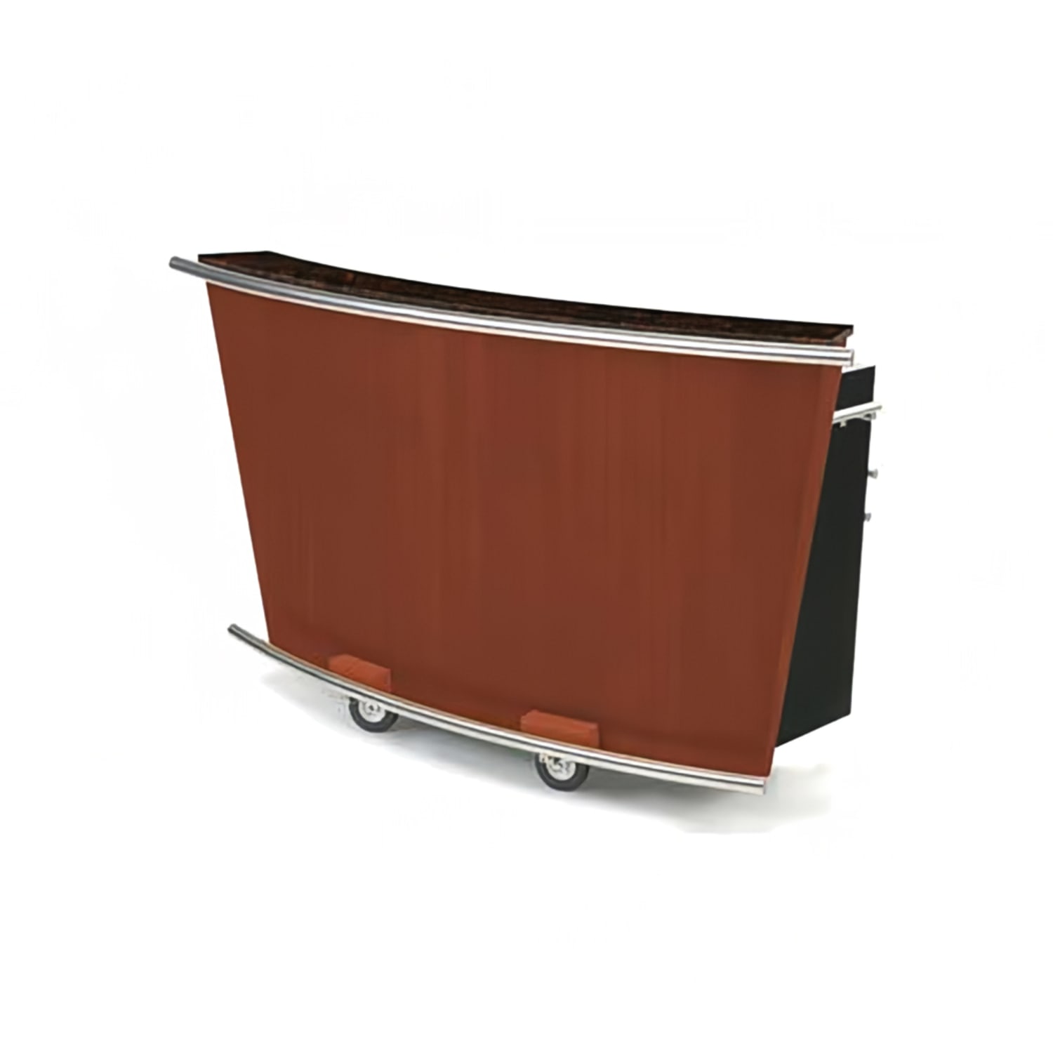 Forbes Industries 4874-6 Mobile Bar w/ 1 Sink & 1 Speed Rail - 6ft Long, Laminate w/ Avonite Top, Brown