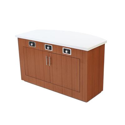 Forbes Industries 5210-5-H2 60" Mobile Induction Table w/ 2 Left & Right Holding/Warming Units - Glass Cook Top, 120v, Stainless Steel