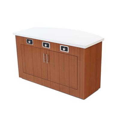 Forbes Industries 5210-6-H1 72" Mobile Induction Table w/ 1 Center Holding/Warming Unit - Glass Cook Top, 120v, Stainless Steel