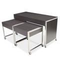 Forbes Industries 7417 3 Piece Foss Series Nesting Tables Set - Wood Veneer Top w/ Brushed Stainless Steel Frame