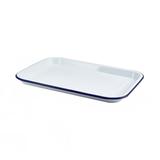 Steelite GW942938WH 15 1/8" x 10 3/8" Rectangular GW Enamel Tray - Enamelware, White/Blue