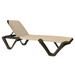 Grosfillex US892137 Nautical Pro Outdoor Stackable Chaise - Beige Fabric w/ Bronze Resin Frame, Cappuccino