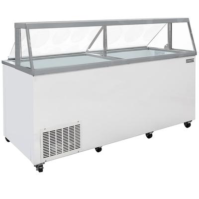 MoTak 88 5/8" Mobile Ice Cream Dipping Cabinet - 28 Tub Capacity, White, 115v, MDC35