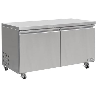 MoTak MUF-60-HC 61 1/5" W Undercounter Freezer w/ 2 Sections & 2 Doors, 115v, Silver