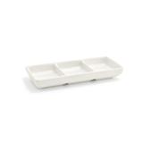 Front of the House DSD017BEP23 Rectangular Catalyst Dish w/ (3) 1 oz Compartments - Porcelain, White