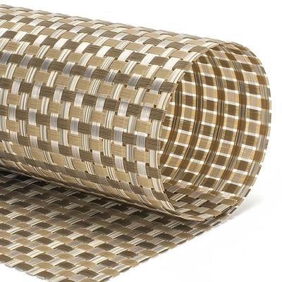Front of the House XPM117TAV83 Rectangular Metroweave Woven Vinyl Placemat - 16" x 12", Tan, Beige