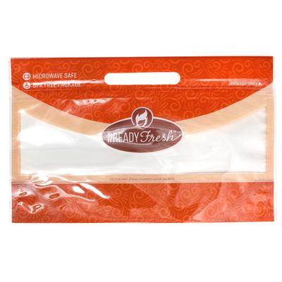 LK Packaging GNG12754 #ReadyFresh Bottom Gusset Grab-N-Go Cookie Pouch - 12" x 7 1/2" x 3 3/4" BG, #ReadyFresh, Polypropylene, Resealable, Orange